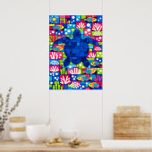 Colorful Geometric Sea Turtle Mosaic Poster (Keuken)
