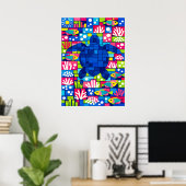 Colorful Geometric Sea Turtle Mosaic Poster (Thuiskantoor)