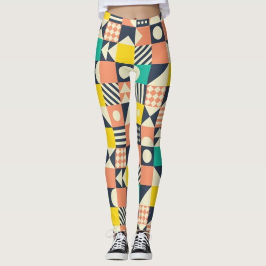 Colorful Geometric Seamless Patroon Leggings (Voorkant)
