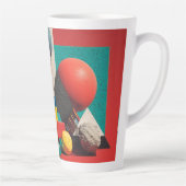 Colorful Geometric Shapes on Red Background Latte Mok (Rechts)