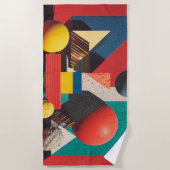 Colorful Geometric Shapes on Red Background Strandlaken (Voorkant)