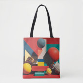 Colorful Geometric Shapes on Red Background Tote Bag (Voorkant)