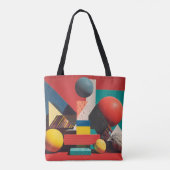 Colorful Geometric Shapes on Red Background Tote Bag (Achterkant)