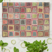 Colorful Geometric Shapes Yellow Kitchen Towel Theedoek (Gevouwen)