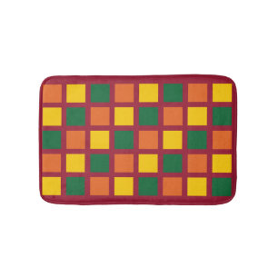 Colorful Geometric Squares Bath Mat