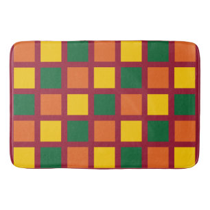 Colorful Geometric Squares Bath Mat