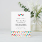 Colorful Geometric Triangle Hearts Weddenschap Aankondigingskaart (Staand voorkant)