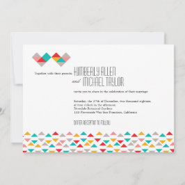 Colorful Geometric Triangle Hearts Weddenschap Kaart