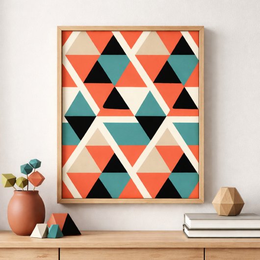 Colorful Geometric Triangle Patroon Poster