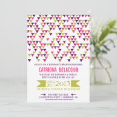 Colorful Geometric Triangles Birthday Invitation Kaart (Staand voorkant)