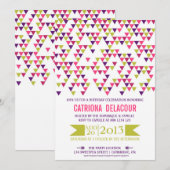 Colorful Geometric Triangles Birthday Invitation Kaart (Voorkant / Achterkant)