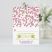 Colorful Geometric Triangles Mod Wedding RSVP Kaar (Staand voorkant)