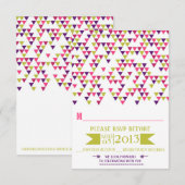 Colorful Geometric Triangles Mod Wedding RSVP Kaar (Voorkant / Achterkant)