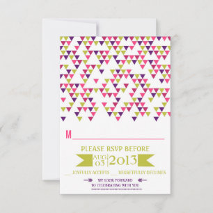 Colorful Geometric Triangles Mod Wedding RSVP Kaar