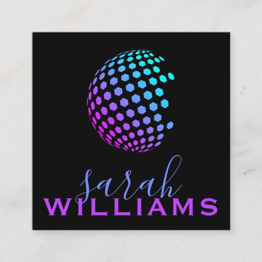 Colorful Geometric Wereldbol Vierkante Visitekaartje (Voorkant)