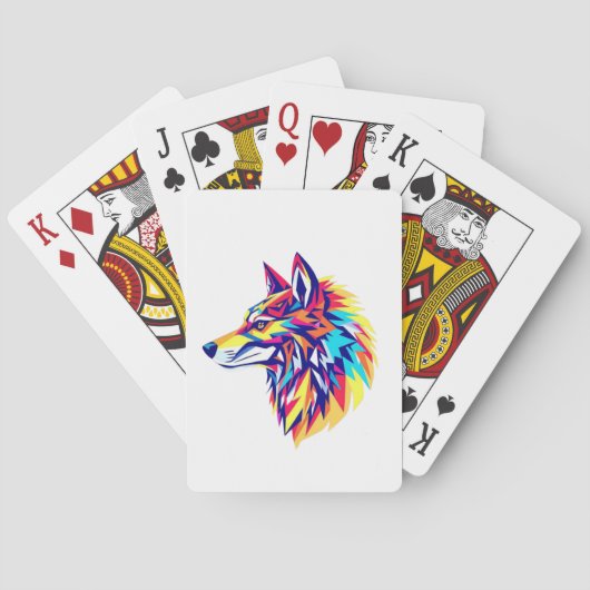 Colorful Geometric Wolf Classic Playing Cards Pokerkaarten (Achterkant)