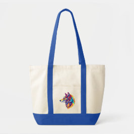 Colorful Geometric Wolf Tote Bag