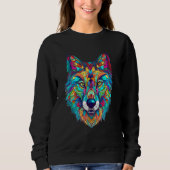 Colorful geometric Wolf Trui (Voorkant)