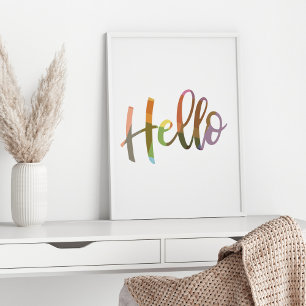 Colorful Geometric Word Art Hallo Poster