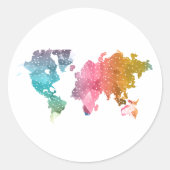 Colorful Geometric World Map– Trendy Ronde Sticker (Voorkant)