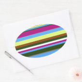 Colorful Gepersonaliseerd Designer Stripe Ovale Sticker (Envelop)