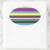 Colorful Gepersonaliseerd Designer Stripe Ovale Sticker (Tas)