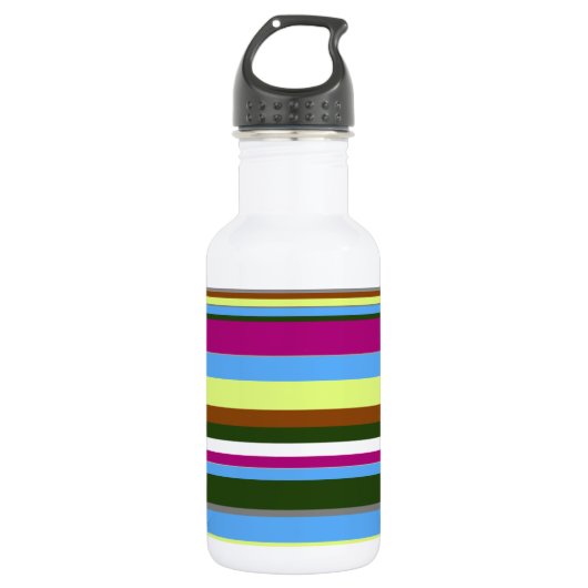 Colorful Gepersonaliseerd Designer Stripe Waterfles (Voorkant)