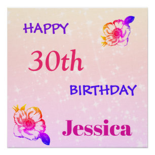 Colorful gepersonaliseerd Happy 30th Birthday Perfect Poster