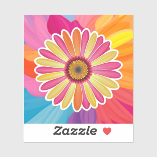 Colorful Gerbera Daisy Floral Sticker (Vel)