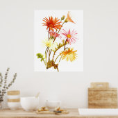 Colorful Gerbera Daisy Wallart Poster (Keuken)