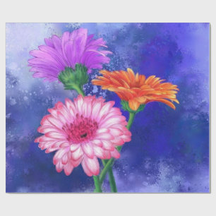 Colorful Gerberas Wrapping Paper Flowers Cadeaupapier