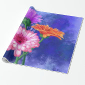 Colorful Gerberas Wrapping Paper Flowers Cadeaupapier (Uitgerold)