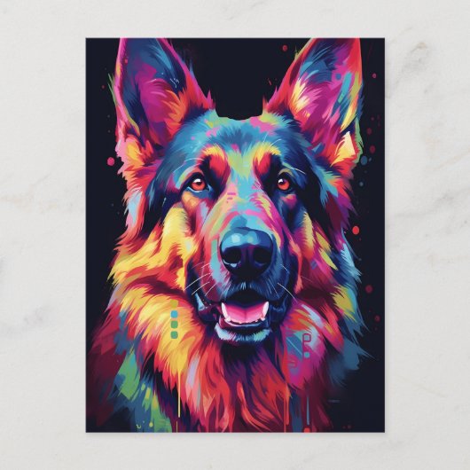 Colorful German Shepherd Briefkaart (Voorkant)