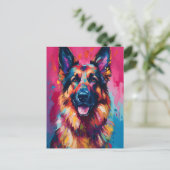 Colorful German Shepherd Briefkaart (Staand voorkant)