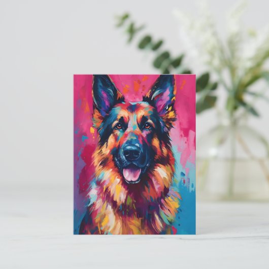 Colorful German Shepherd Briefkaart (Staand voorkant)