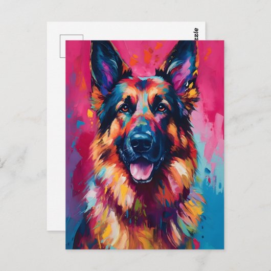 Colorful German Shepherd Briefkaart (Voorkant / Achterkant)