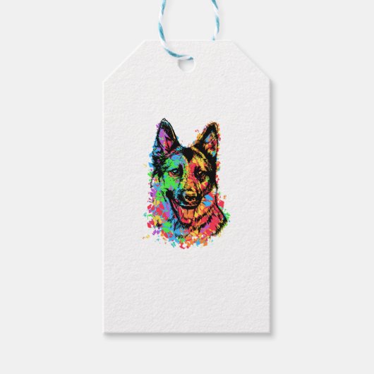 Colorful German Shepherd Cadeaulabel (Voorkant)