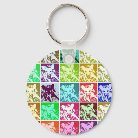Colorful German Shepherd Dog Pop Art Sleutelhanger (Achterkant)