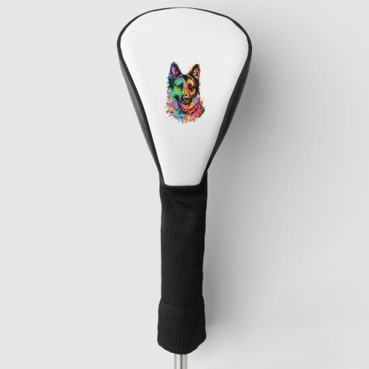 Colorful German Shepherd Golfheadcover (Voorkant)