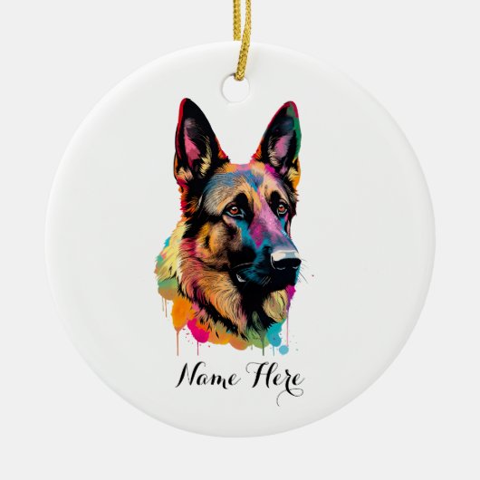 Colorful German Shepherd Keramisch Ornament (Voorkant)