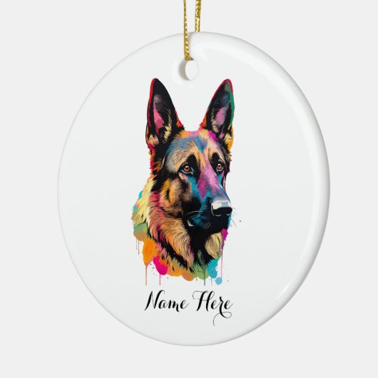 Colorful German Shepherd Keramisch Ornament (Links)