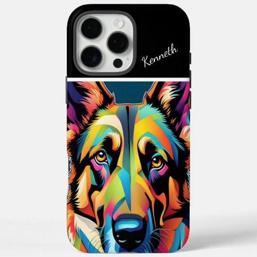 Colorful German Shepherd Portret Case-Mate iPhone Case (Achterkant)