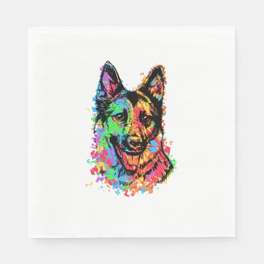 Colorful German Shepherd Servet (Voorkant)