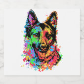 Colorful German Shepherd Sparkling Wijnetiket (Enkel label)