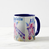 Colorful Giraffe Animal Waterverf Art Design Two Mok (Voorkant rechts)