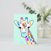 Colorful Giraffe Modern Art Briefkaart (Staand voorkant)