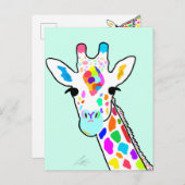 Colorful Giraffe Modern Art Briefkaart (Voorkant / Achterkant)
