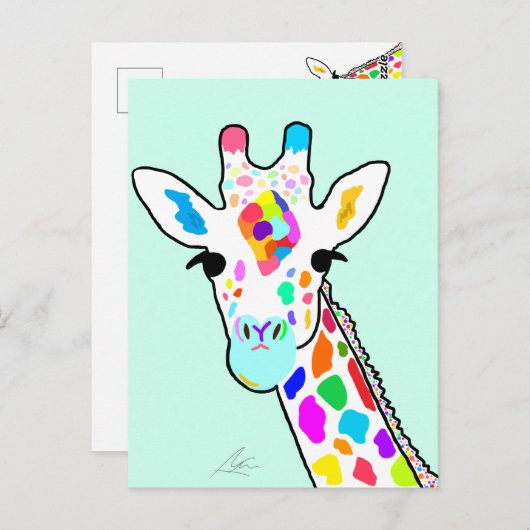 Colorful Giraffe Modern Art Briefkaart (Voorkant / Achterkant)