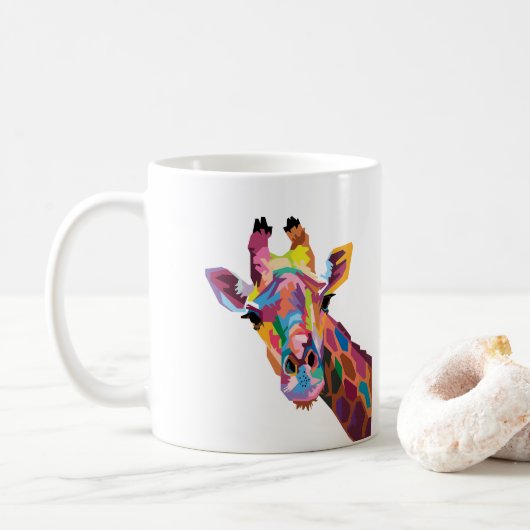 Colorful Giraffe Pop Art Coffee Mok (Met donut)