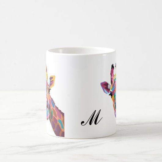 Colorful Giraffe Pop Art Monogram Coffee Mok (Center)
